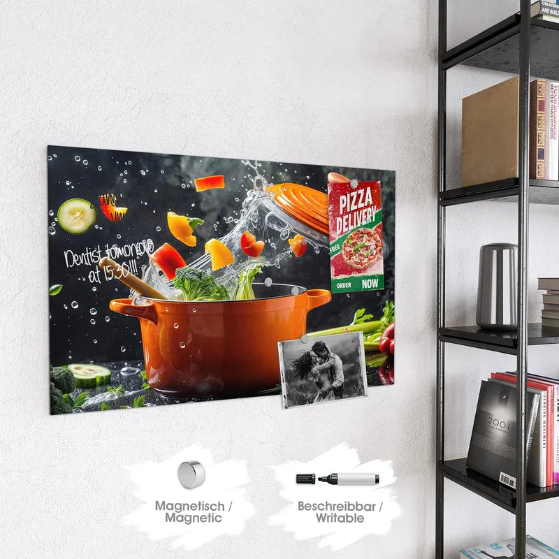 Magnettafel - Oranger Topf mit Gemüse