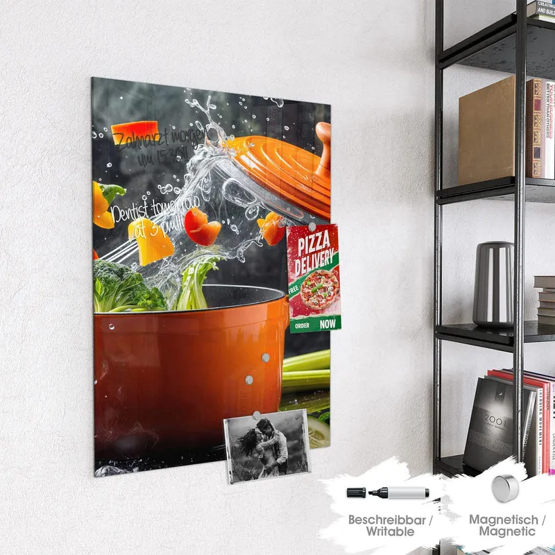 Magnettafel - Oranger Topf mit Gemüse