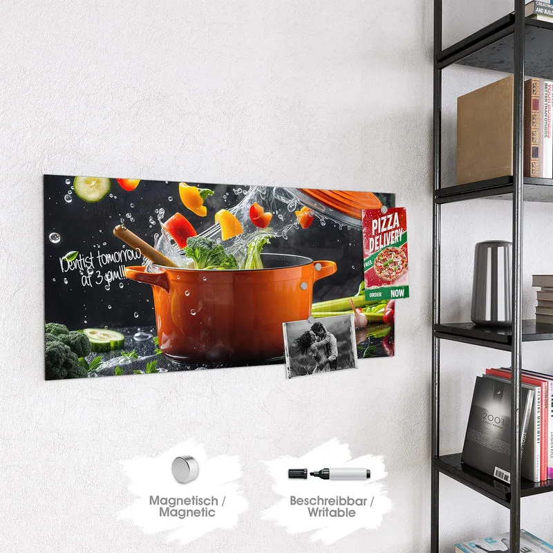 Magnettafel - Oranger Topf mit Gemüse