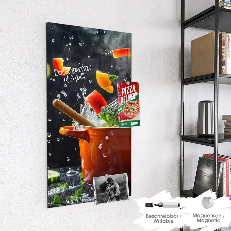 Magnettafel - Oranger Topf mit Gemüse