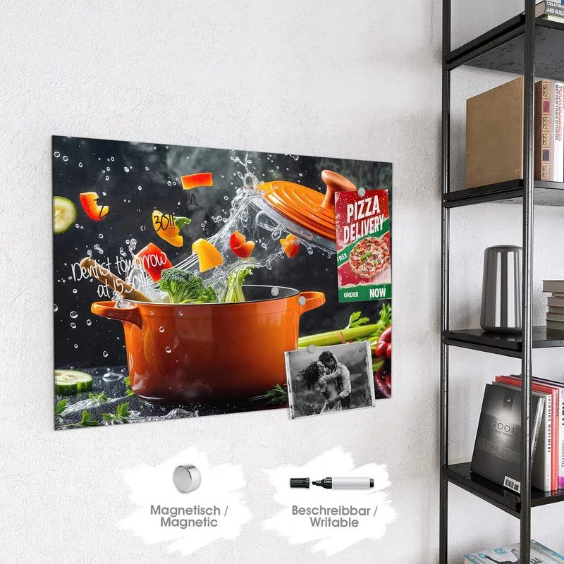 Magnettafel - Oranger Topf mit Gemüse