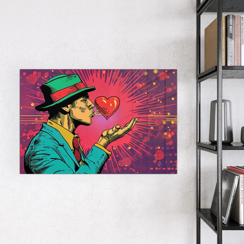Magnettafel - Mann mit rotem Herz