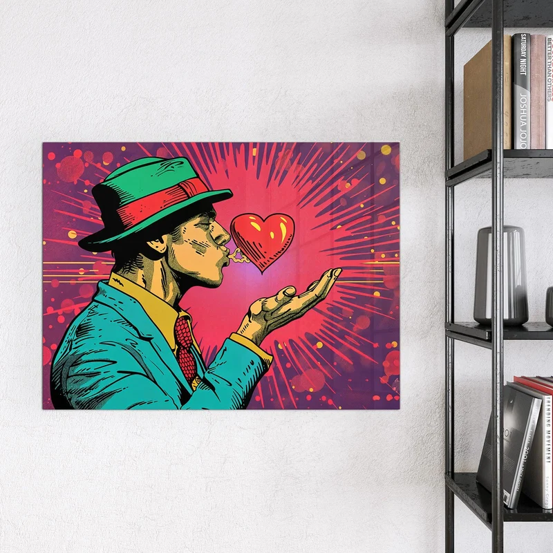 Magnettafel - Mann mit rotem Herz
