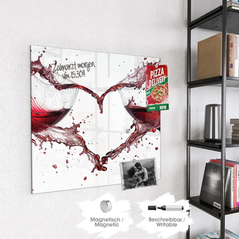 Magnettafel - Rotwein in Herzform