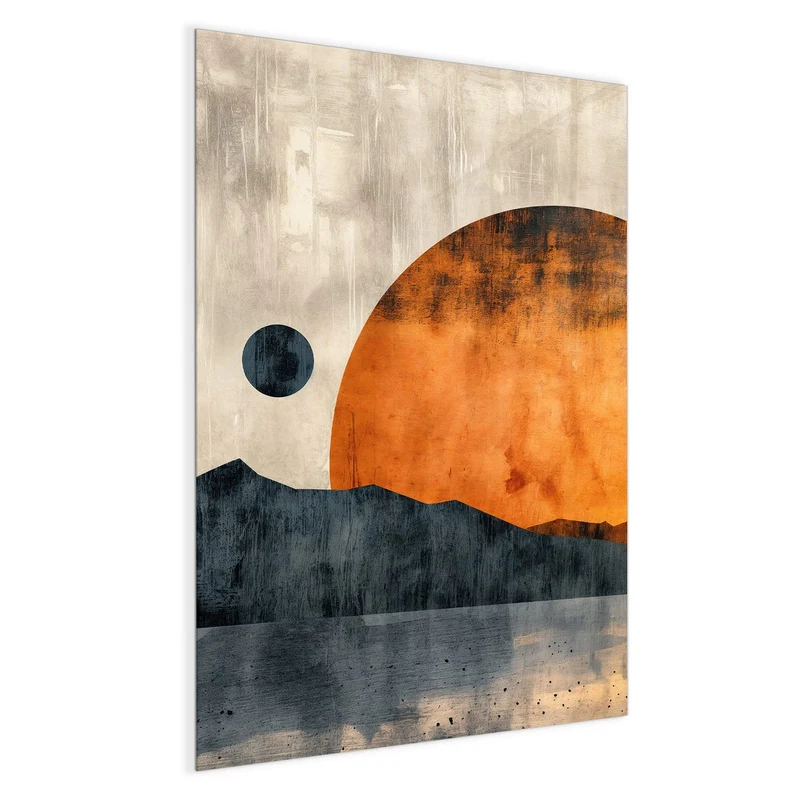 Magnettafel - Orange Sonne über Bergen