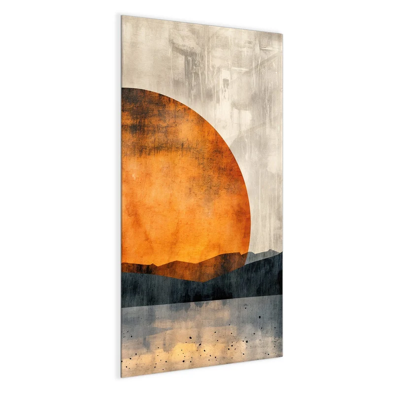 Magnettafel - Orange Sonne über Bergen