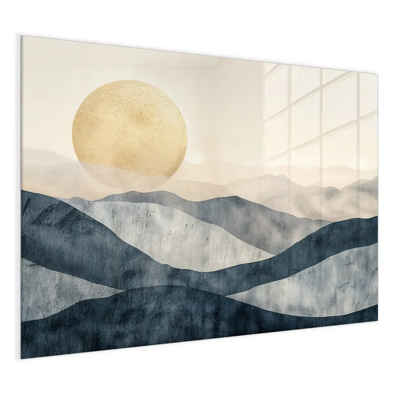 Magnettafel - Blaue Hügel mit Sonne