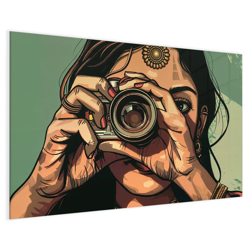 Magnettafel - Frau mit Kamera