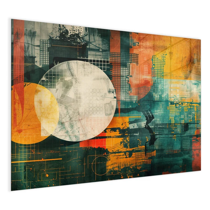 Magnettafel - Retro-Kreise in Orange