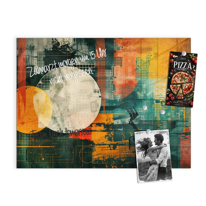 Magnettafel - Retro-Kreise in Orange