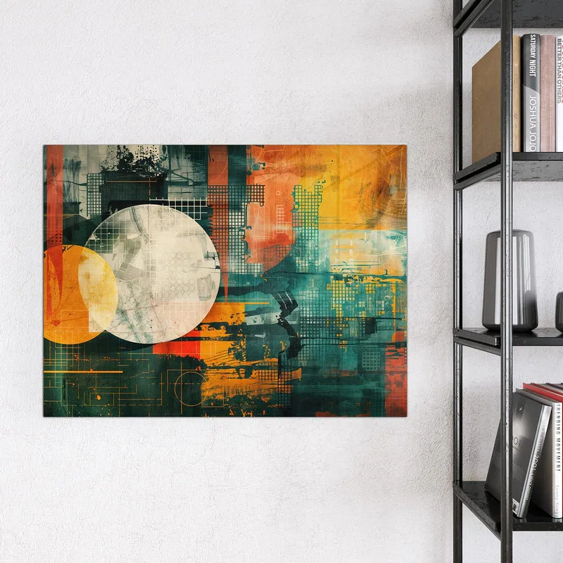 Magnettafel - Retro-Kreise in Orange