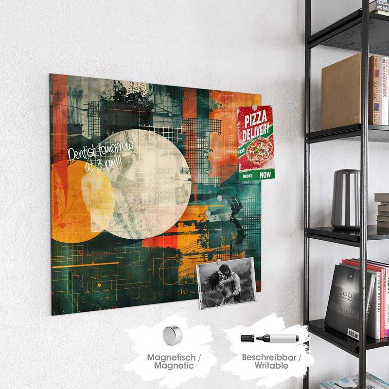 Magnettafel - Retro-Kreise in Orange