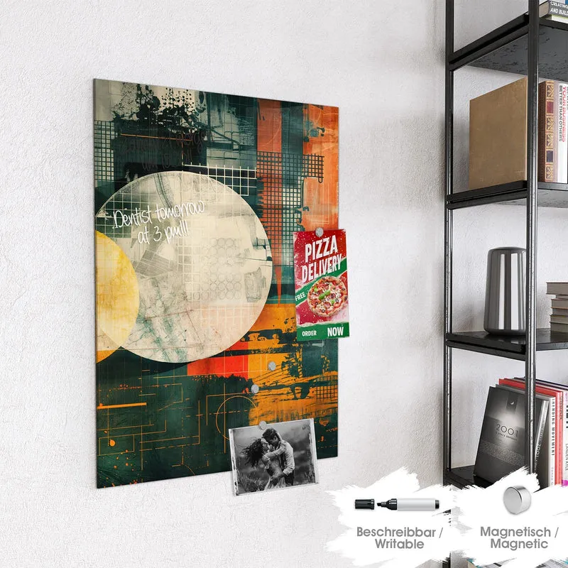 Magnettafel - Retro-Kreise in Orange