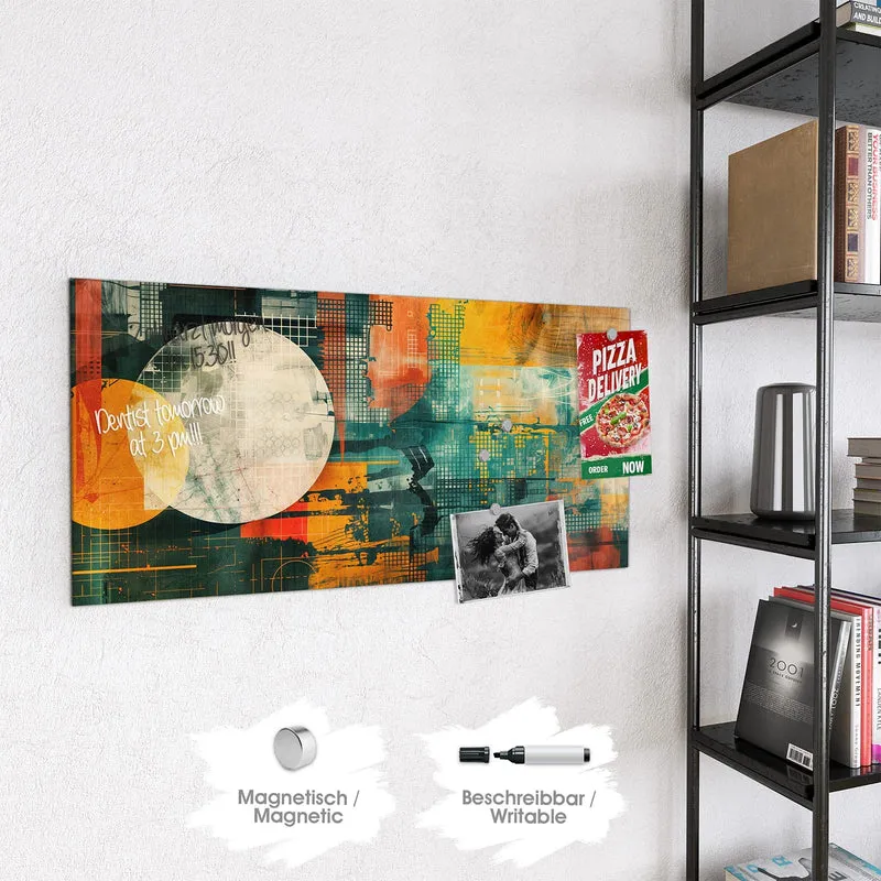 Magnettafel - Retro-Kreise in Orange