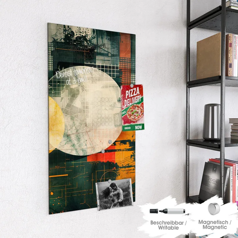Magnettafel - Retro-Kreise in Orange