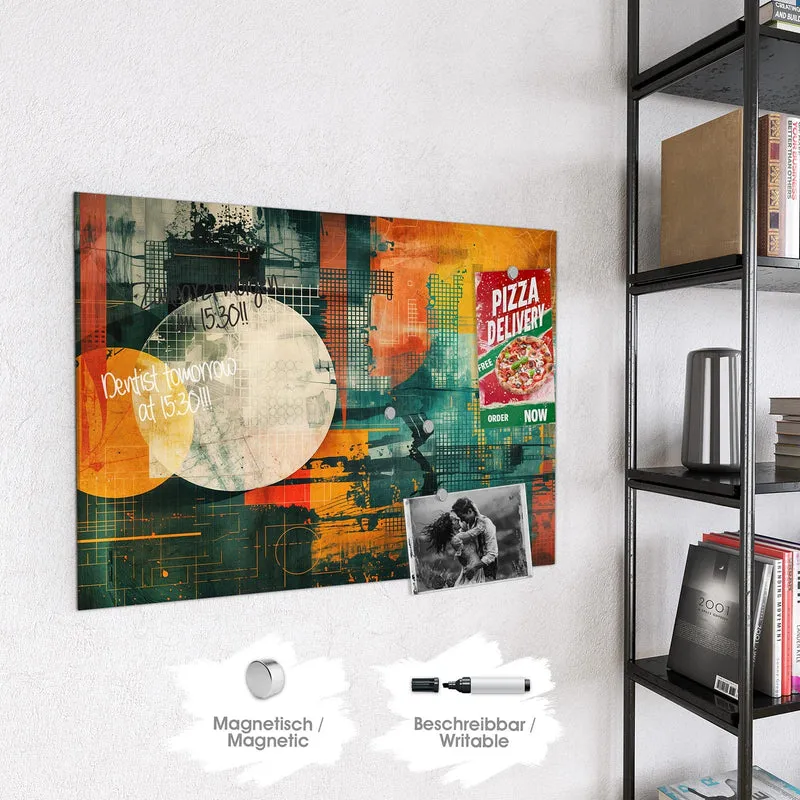 Magnettafel - Retro-Kreise in Orange