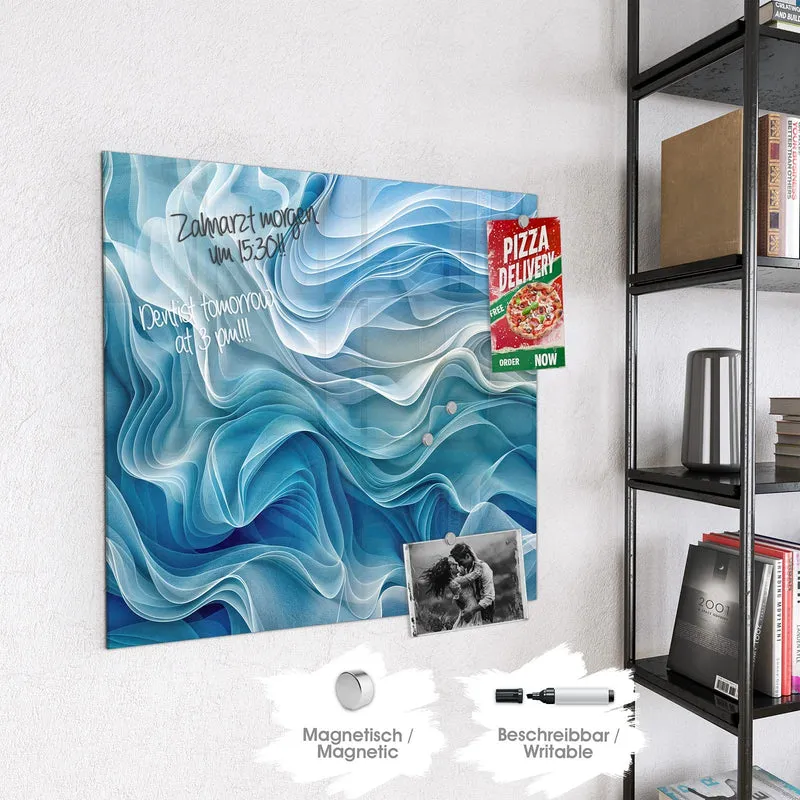 Magnettafel - Wellen in Blau