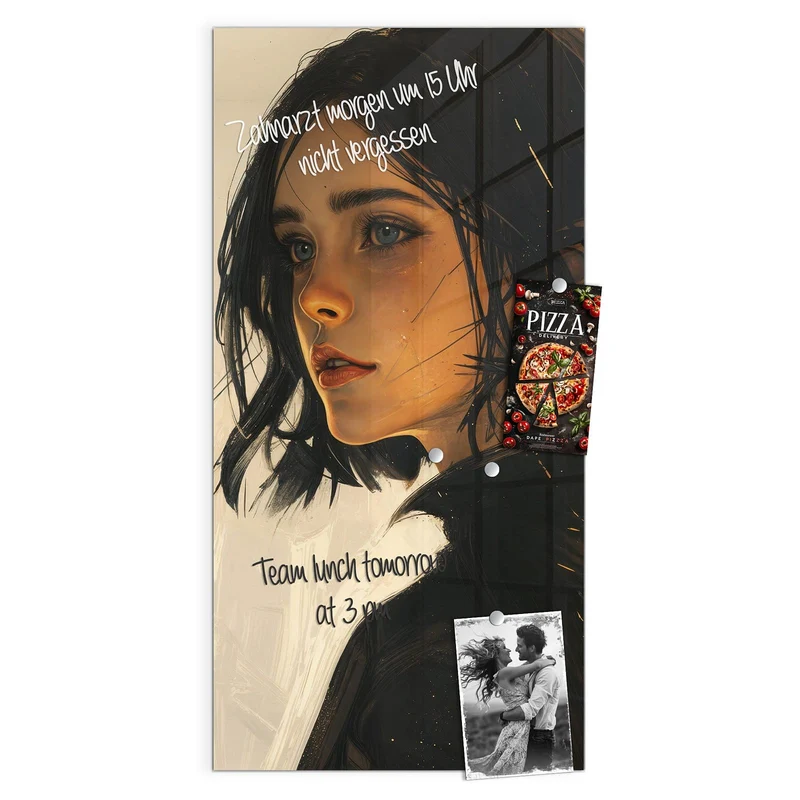 Magnettafel - Frau mit dunklem Bob