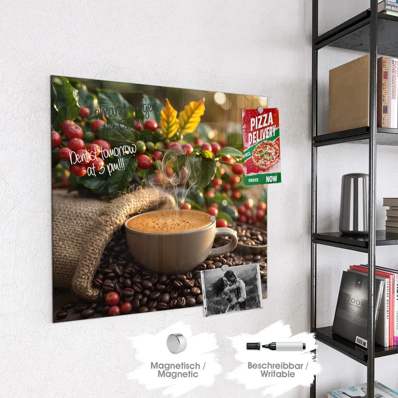 Magnettafel - Tasse mit Kaffeekirschen