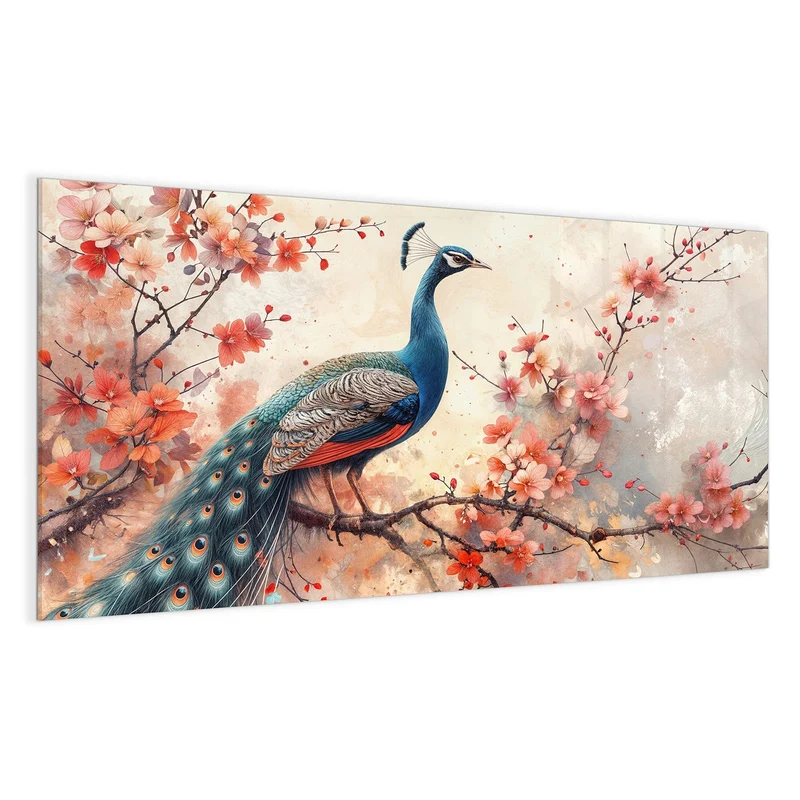 Magnettafel - Pfau auf Kirschzweig