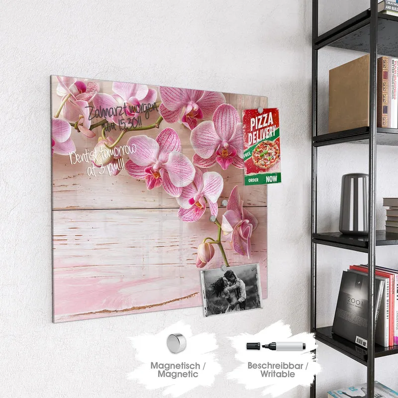 Magnettafel - Orchideen auf Rosa