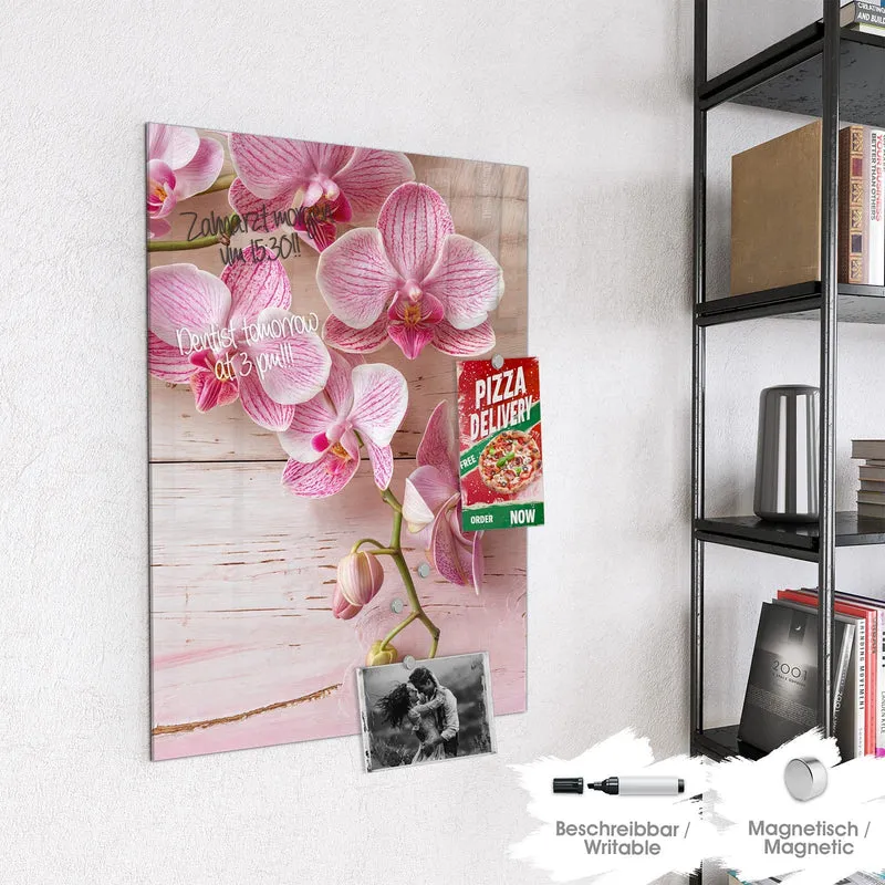 Magnettafel - Orchideen auf Rosa