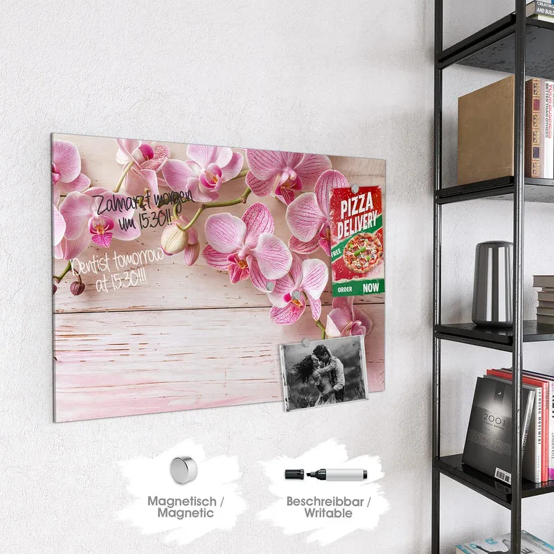 Magnettafel - Orchideen auf Rosa
