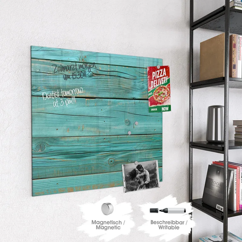 Magnettafel - Türkise Holzplanken