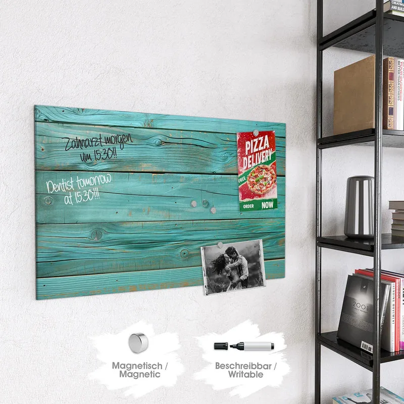 Magnettafel - Türkise Holzplanken
