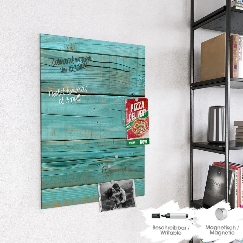 Magnettafel - Türkise Holzplanken