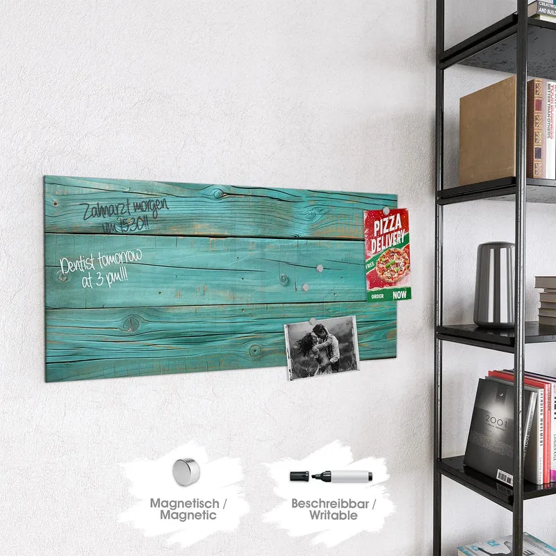 Magnettafel - Türkise Holzplanken