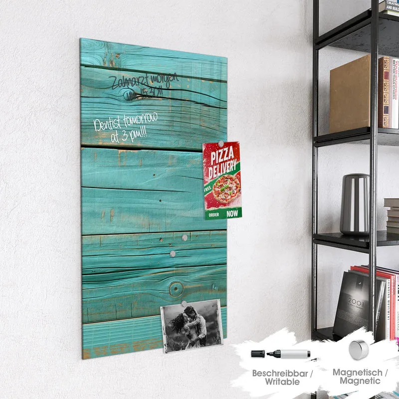 Magnettafel - Türkise Holzplanken