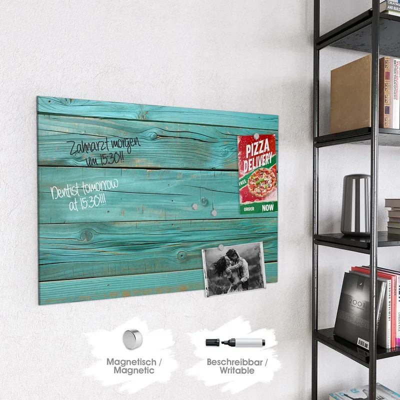 Magnettafel - Türkise Holzplanken