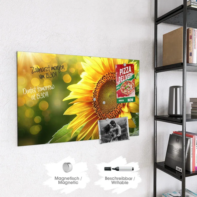 Magnettafel - Sonnenblume im Goldlicht