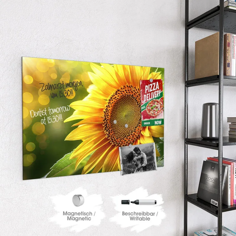 Magnettafel - Sonnenblume im Goldlicht