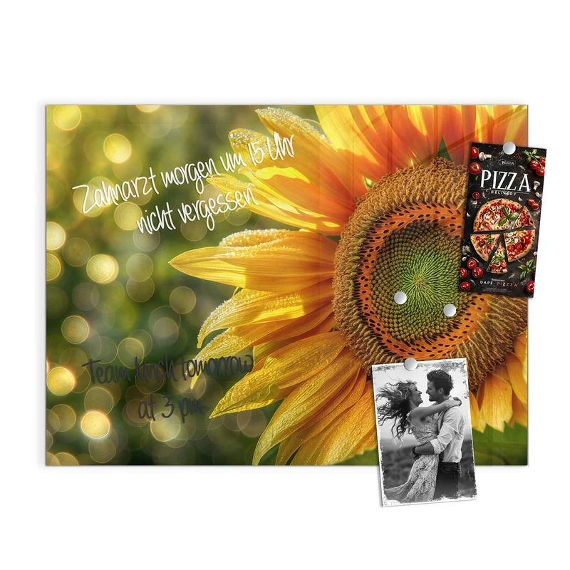 Magnettafel - Sonnenblume mit Tau