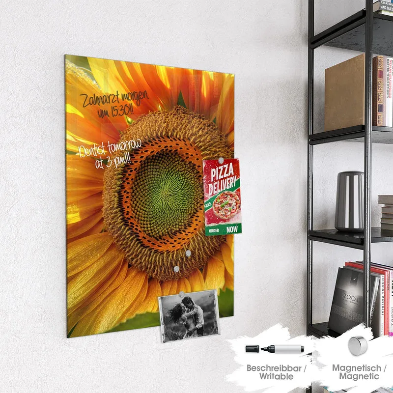Magnettafel - Sonnenblume mit Tau