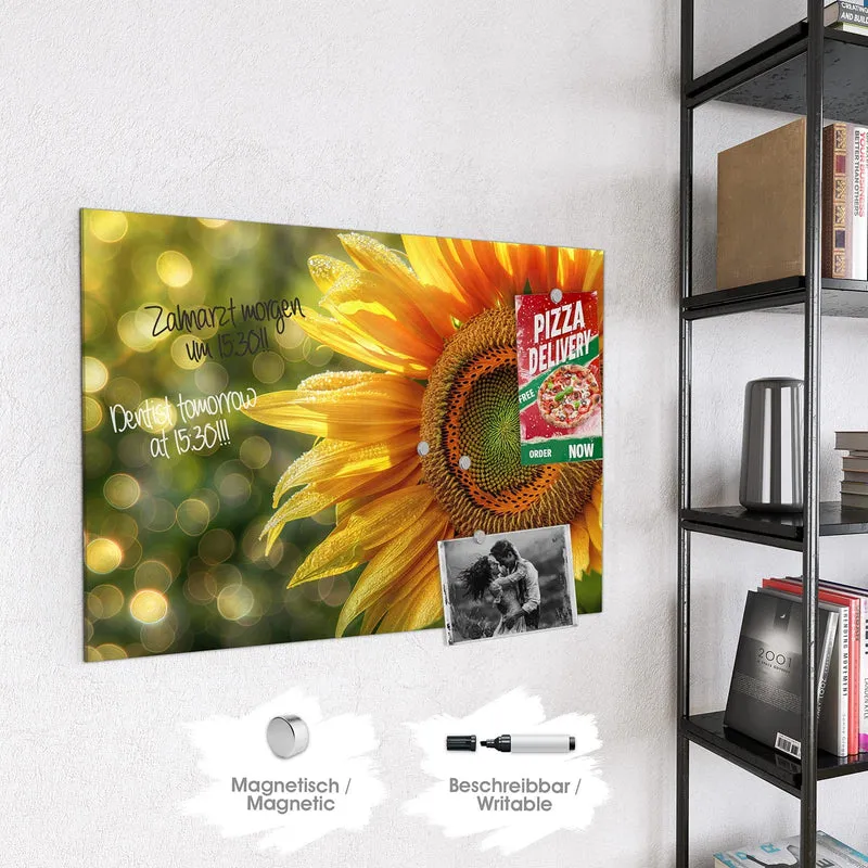 Magnettafel - Sonnenblume mit Tau
