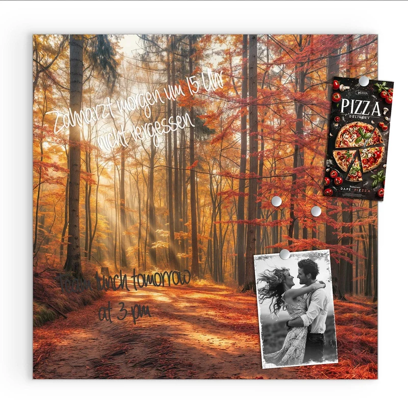 Magnettafel - Waldweg im Herbstlicht