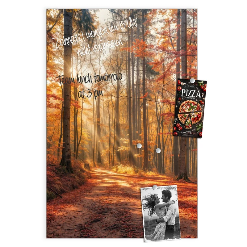 Magnettafel - Waldweg im Herbstlicht