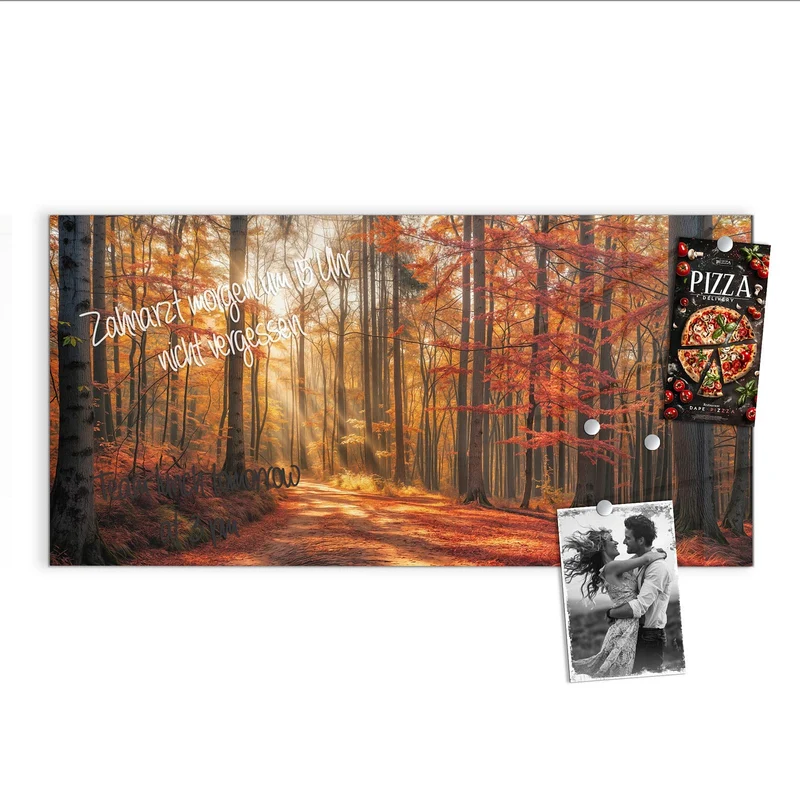 Magnettafel - Waldweg im Herbstlicht