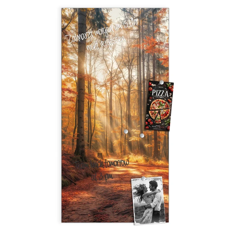 Magnettafel - Waldweg im Herbstlicht