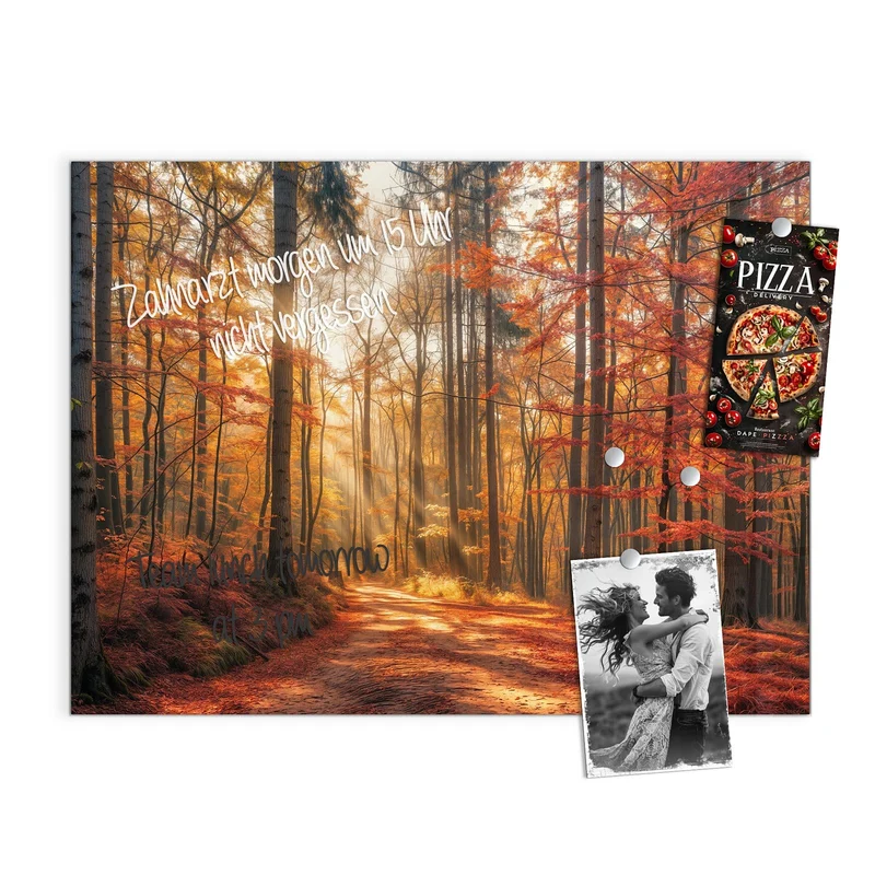 Magnettafel - Waldweg im Herbstlicht