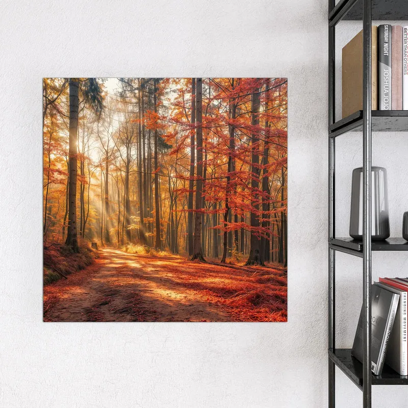 Magnettafel - Waldweg im Herbstlicht