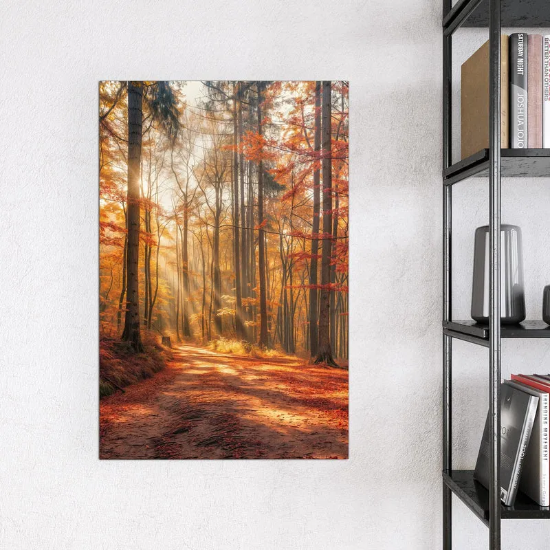 Magnettafel - Waldweg im Herbstlicht