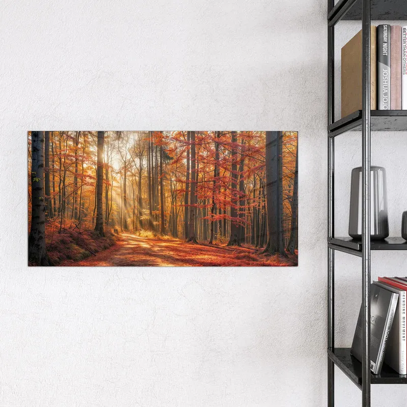 Magnettafel - Waldweg im Herbstlicht