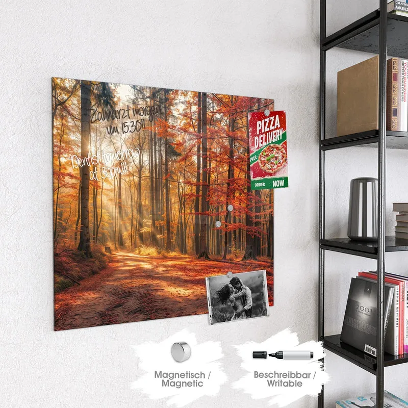 Magnettafel - Waldweg im Herbstlicht