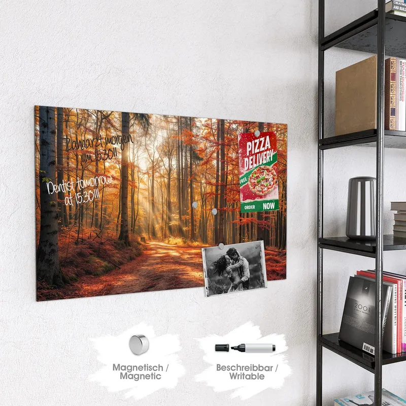Magnettafel - Waldweg im Herbstlicht