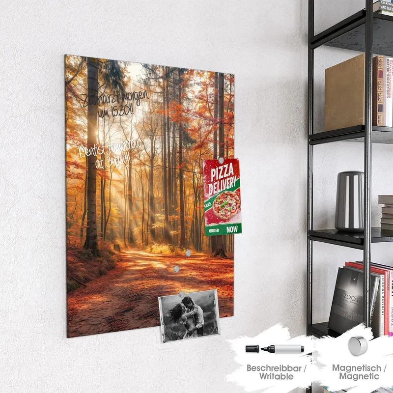Magnettafel - Waldweg im Herbstlicht