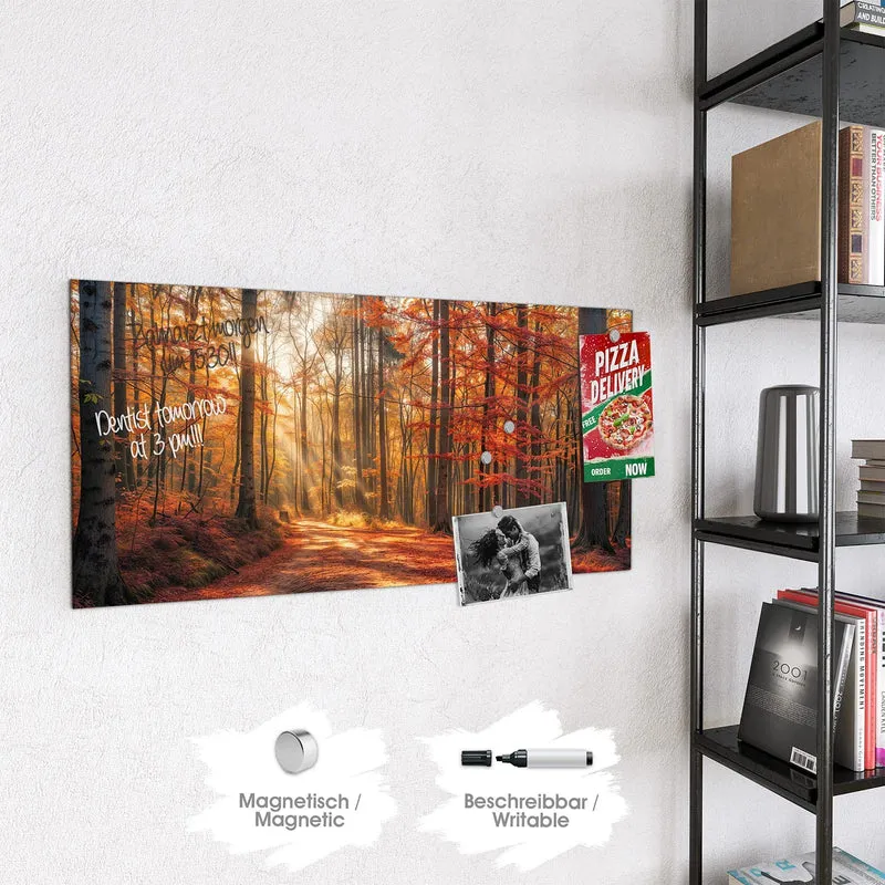 Magnettafel - Waldweg im Herbstlicht